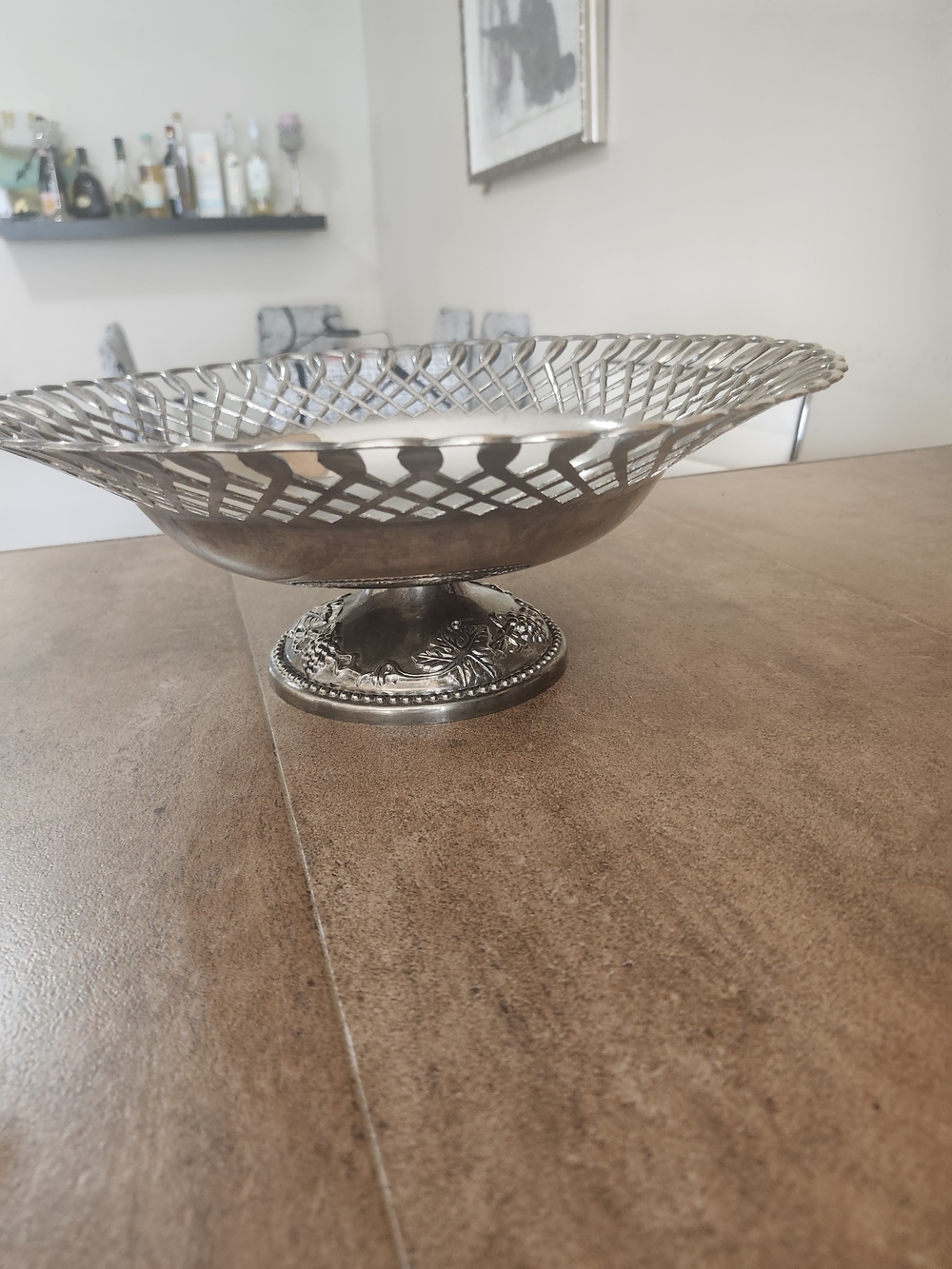 Vintage Silver Lattice Pedestal Centerpiece